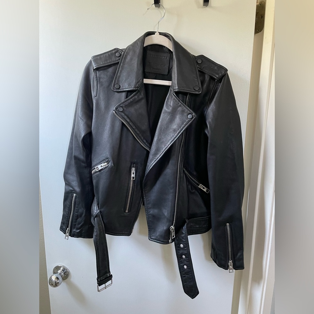 All Saints balfern Black Leather Jacket